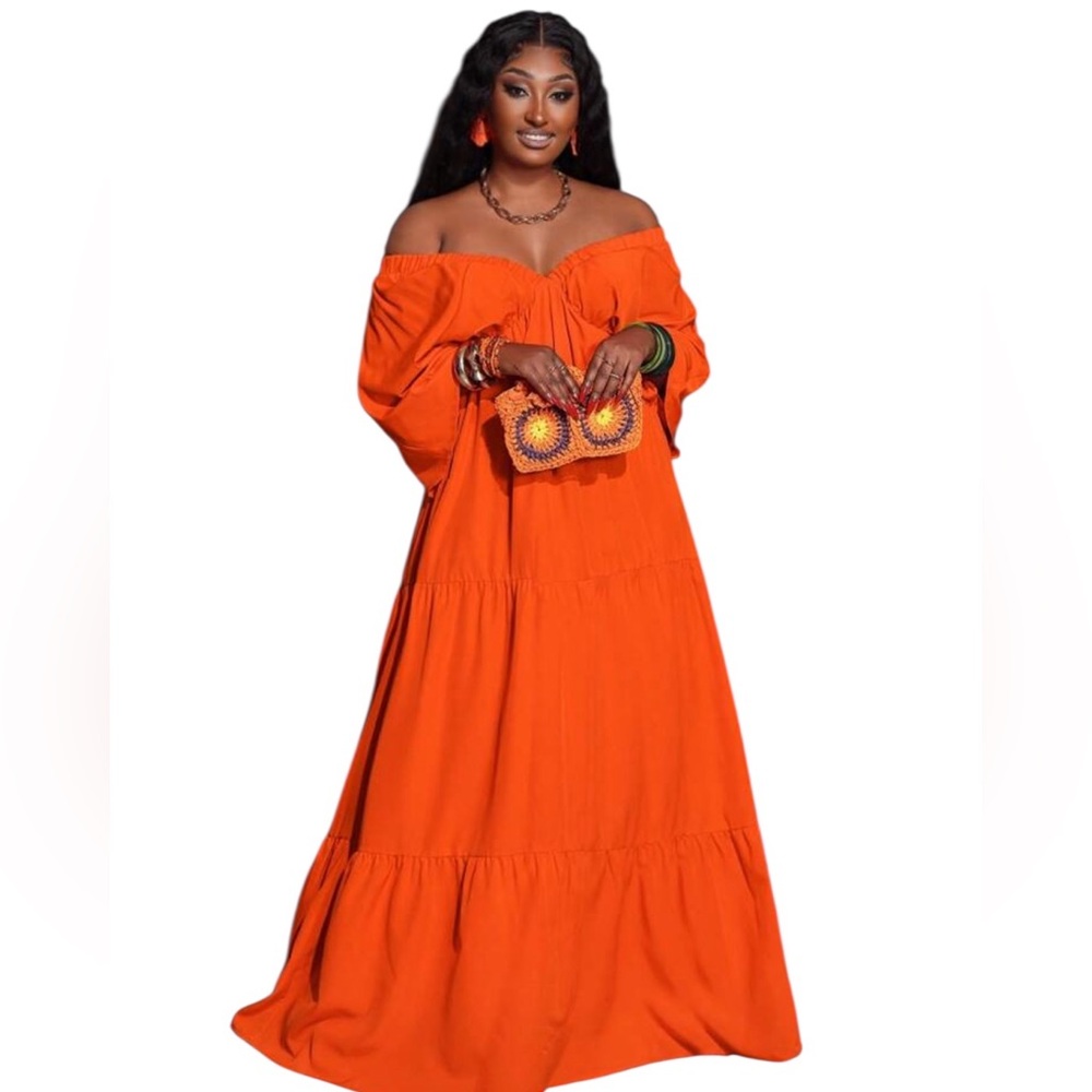 SHEIN Vibrant Orange Maxi Dress - Picture 1 of 16